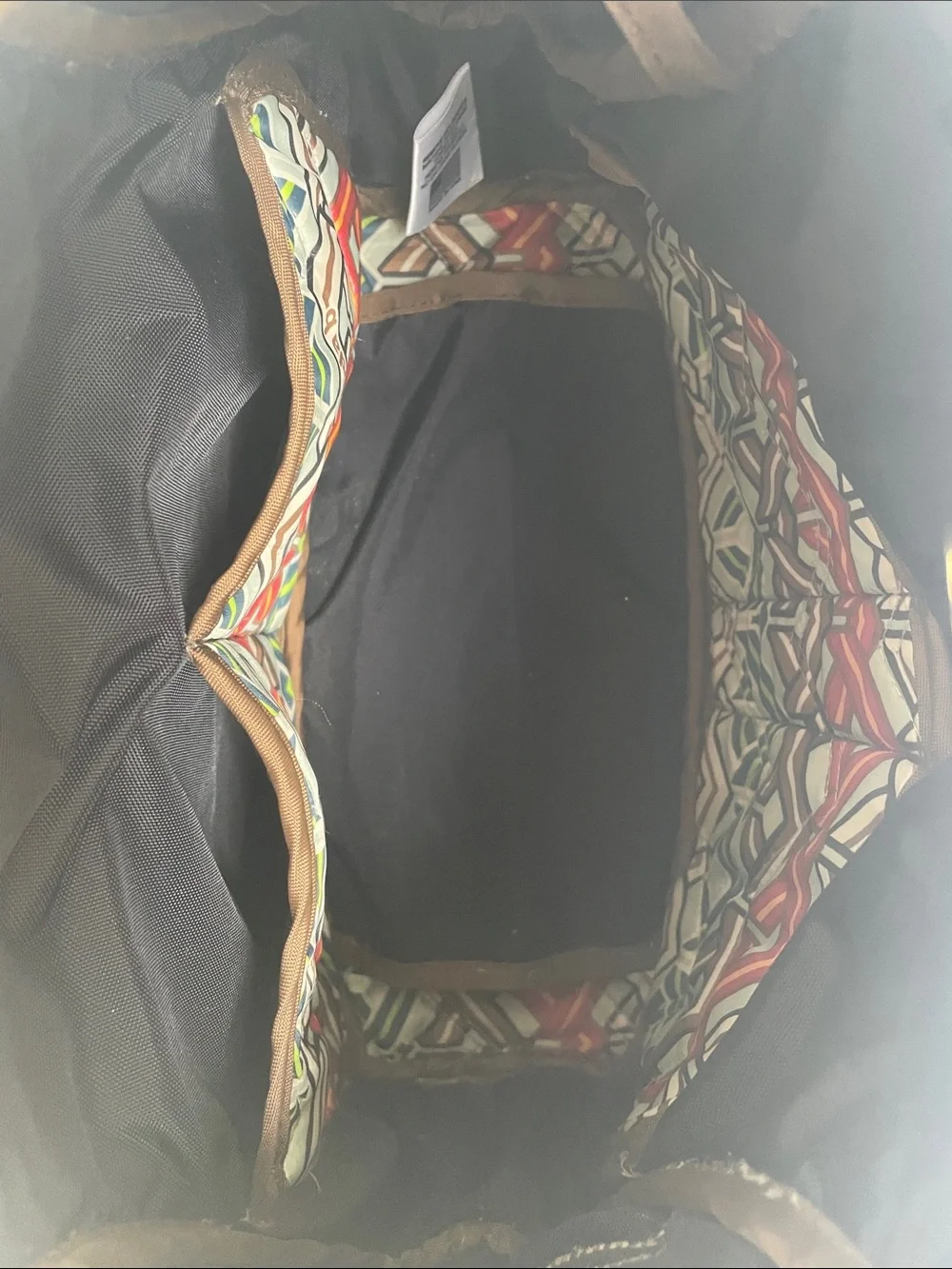 Cinda B Black Chevron Quilted Mini Hobo Bag Geometric Accent Boho